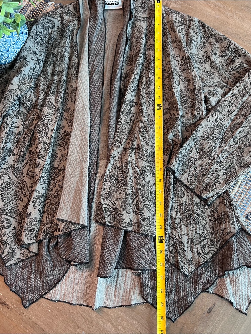 Habitat Lagenlook Multi Layer Greenish Gray/Black Crinkle Floral Jacket - Picture 12 of 12